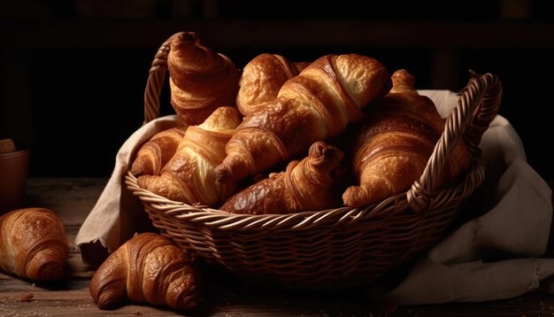 Foto de croissants en una canasta IA generativa