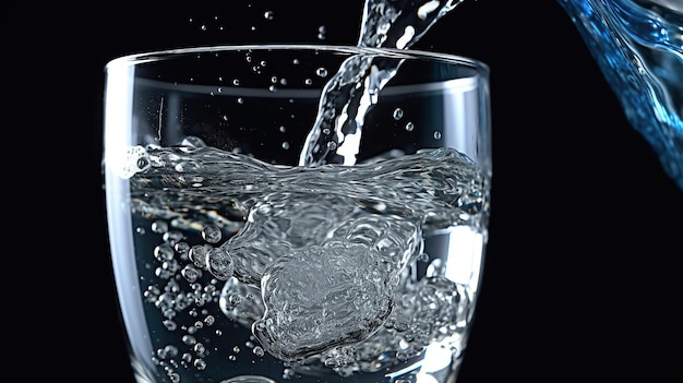 Foto de cubitos de hielo y agua en un vaso IA generativa