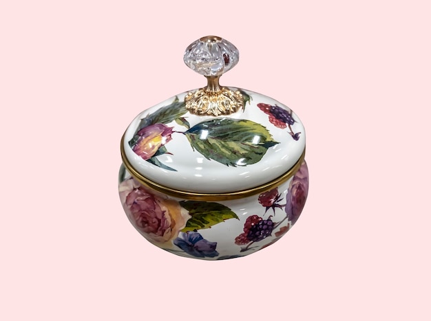 Foto de cuencos de azúcar aislados de porcelana de primer plano
