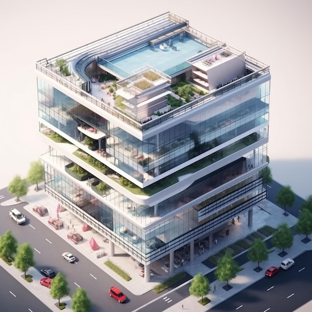 Foto da arquitetura corporativa moderna pode ser vista nos edifícios de escritórios da paisagem urbana
