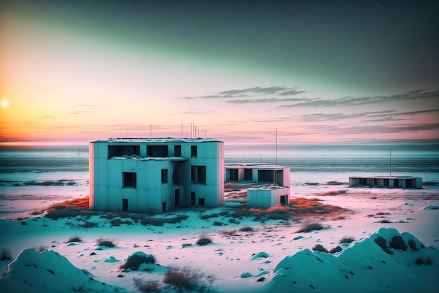 foto da arquitetura do bunker soviético abandonado