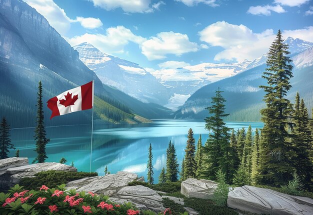 Foto da bandeira nacional canadense