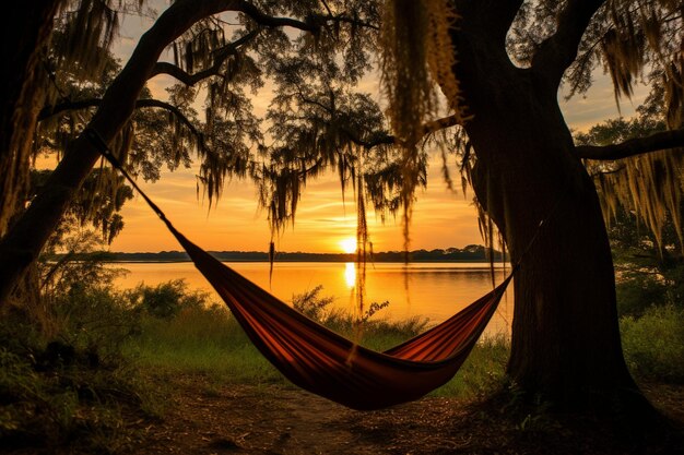 Foto da cena de acampamento de Hammock Haven Harmony