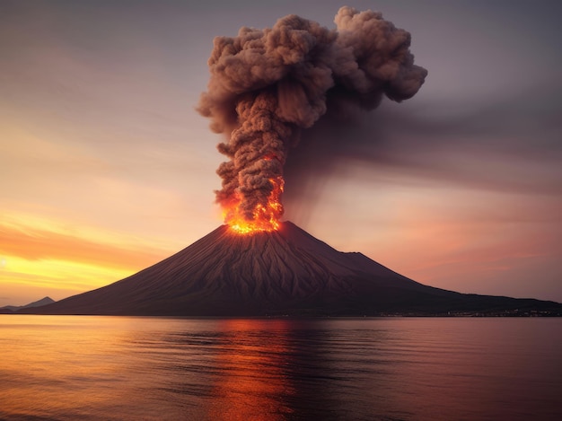 Foto foto da erupção vulcânica krakatoa