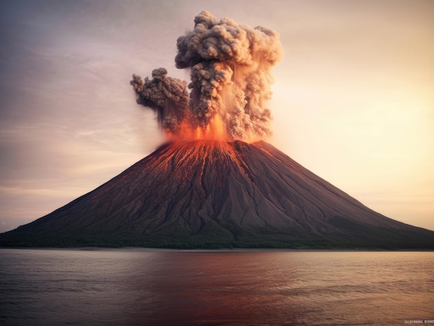 Foto foto da erupção vulcânica krakatoa