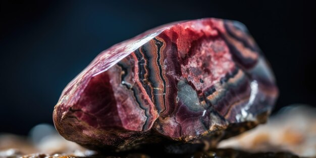 Foto da pedra mineral rhodolite closeup macro generative ai