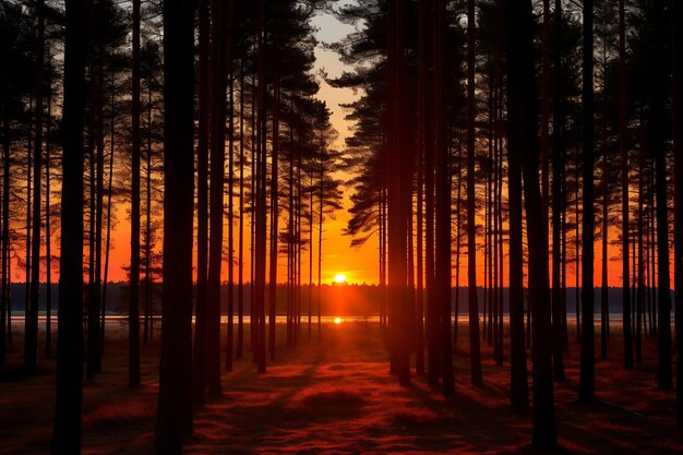 Foto da silhueta da floresta ao pôr do sol Hig