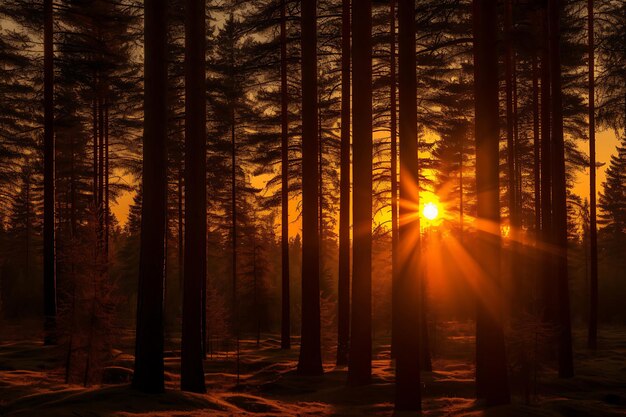 Foto da silhueta da floresta ao pôr do sol Hig