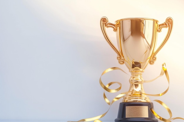 Foto da taça de troféu de ouro do vencedor isolada em fundo branco com espaço para cópia