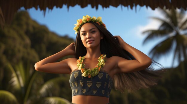 Una foto de una danza tradicional hawaiana