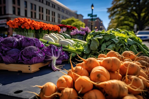 Foto foto de acolhendo o mercado de agricultores da primavera com os locais