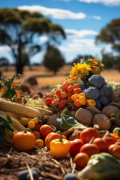 Foto foto de agricultura de alimentos orgânicos ricas e cores naturais fazenda à tábua s ideias de conceito ambiental