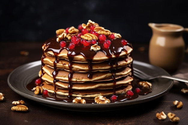 Foto de alta qualidade de um bolo de chocolate com nozes