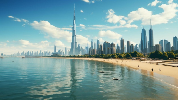 Foto de alto ângulo do Dubai Sea Lion Point sob o céu limpo