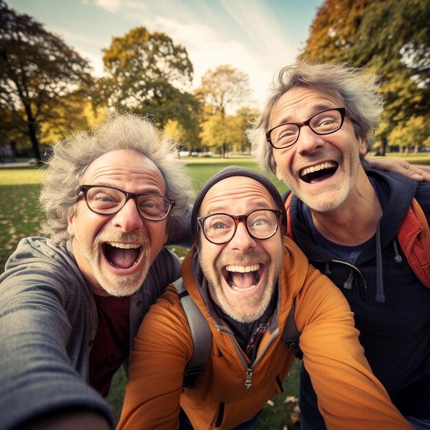 Foto foto de amigos de meia-idade a divertir-se.