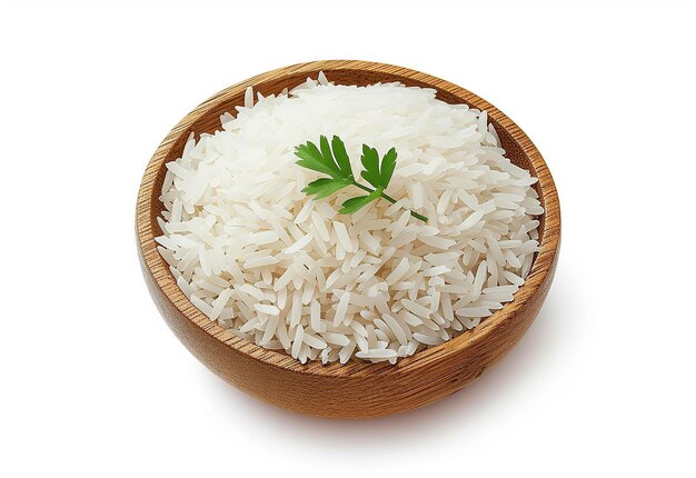 Foto foto de arroz branco, arroz vegetal, arroz frito com curry em fundo branco isolado