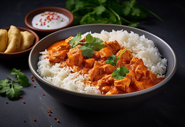 Foto de arroz e curry saborosos e picantes