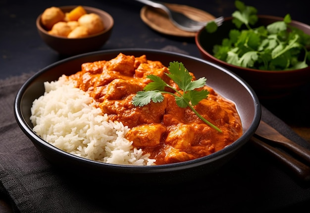 Foto de arroz e curry saborosos e picantes