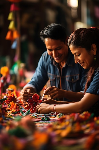 Foto de artesãos colombianos criam ornamentos intrincados feitos à mão que dão vida a uma Colômbia festiva