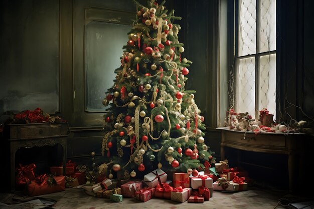 Foto de árvore de Natal adornada com alegria de feriado
