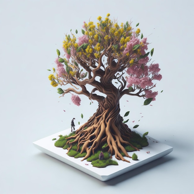 Foto de árvore mística futurista de bonsai em miniatura