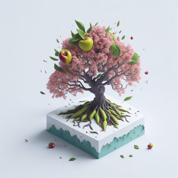 Foto de árvore mística futurista de bonsai em miniatura