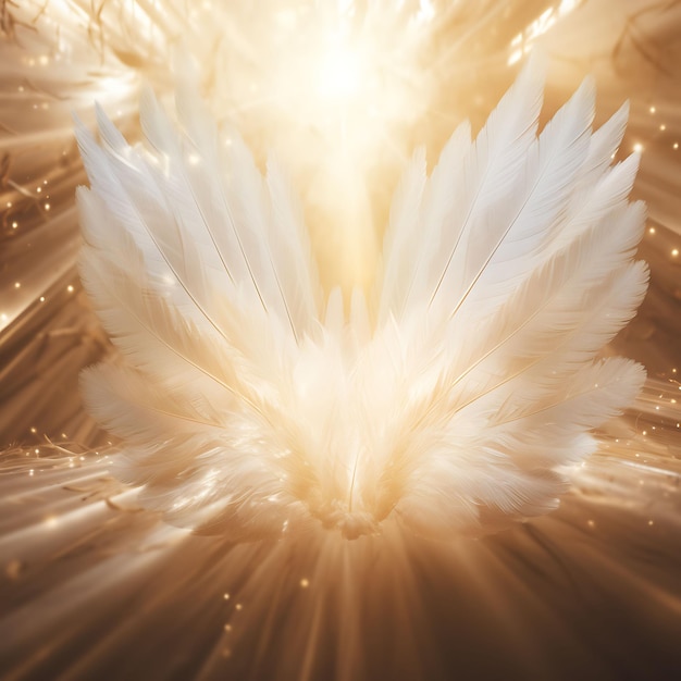 Foto de asas de anjo e luz radiante lançando um brilho celestial Decoração de palmeira de Páscoa Arte de Sexta-feira Santa