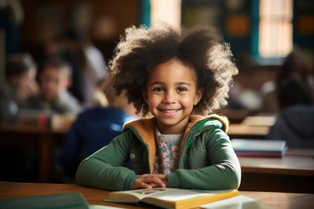 Foto de atividades de ensino e aprendizagem de alunos do ensino primário