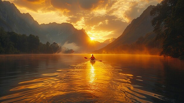 Foto foto de barco kayak água silêncio liberdade paisagem manhã pacífica remo foto