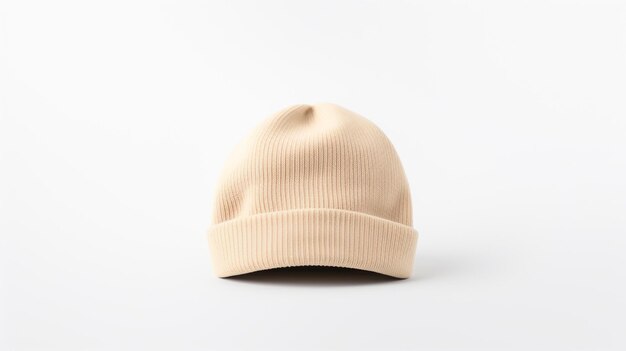 Foto de Beige Beanie Hat isolado em fundo branco