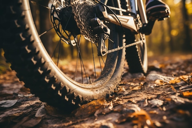 Foto de bicicleta de estrada de terra com rodas errantes