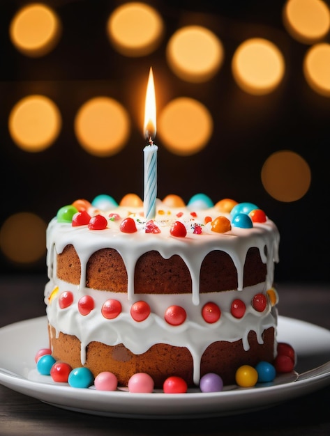 Foto foto de bolo de aniversário com vela