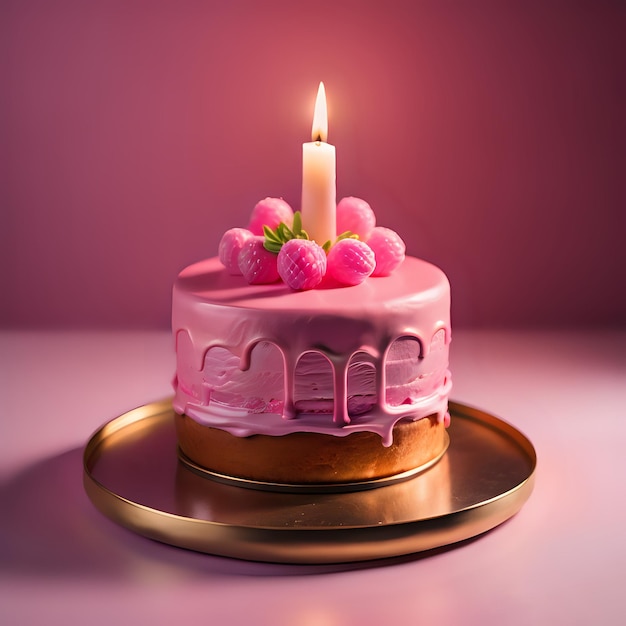 Foto de bolo de aniversário rosa