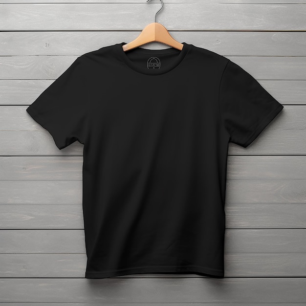Foto de camiseta preta em branco isolada para maquete de camiseta