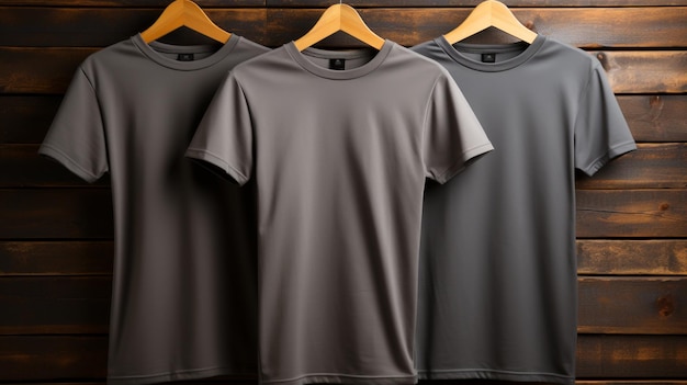 Foto de camisetas cinza com maquete de espaço de cópia