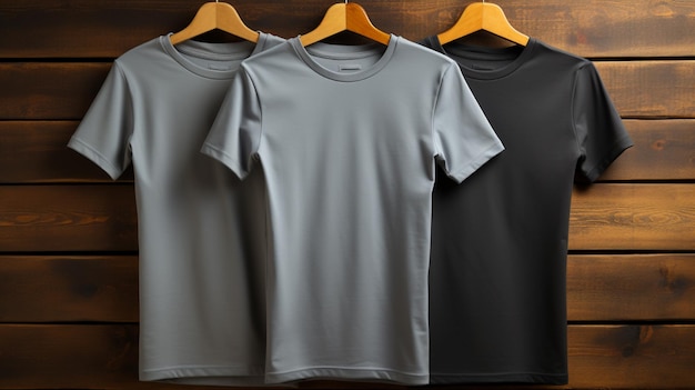 Foto de camisetas cinza com maquete de espaço de cópia