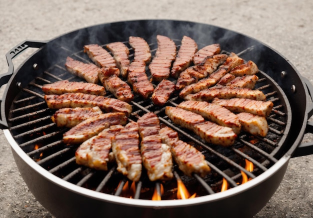 Foto foto de carne fatiada na grelha