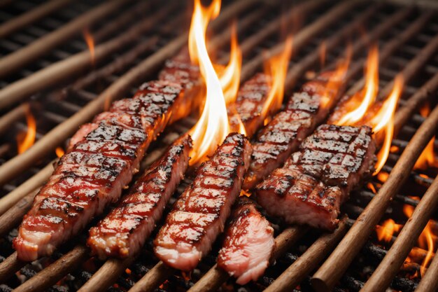 Foto foto de carne fatiada na grelha