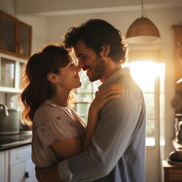 Foto foto de casal a beijar-se gerada pela ia