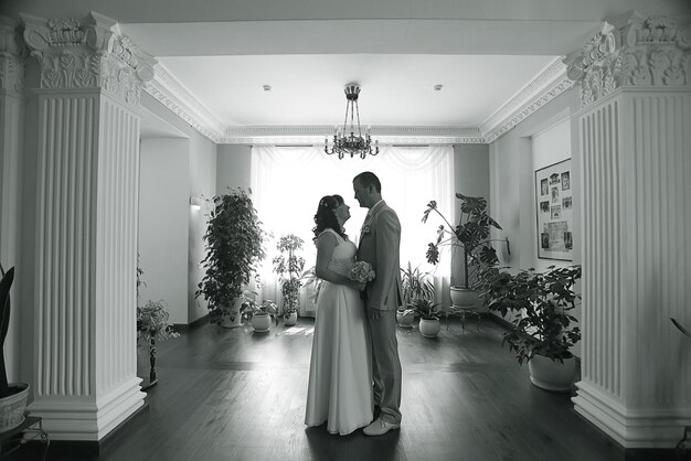 foto de casamento monocromática preto e branco