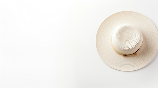 Foto de chapéu de palha branco isolado em fundo branco