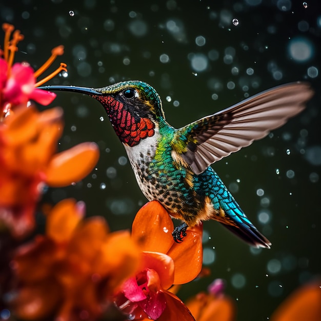 Foto de Colibri em um dia chuvoso