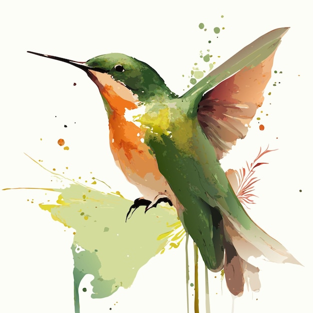 Foto de colibri renderizada com aquarela