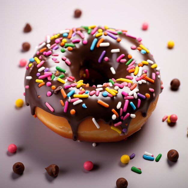 Foto de coloridas e deliciosas donuts isoladas em um fundo branco