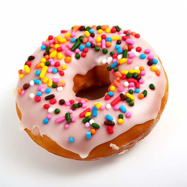 Foto de coloridas e deliciosas donuts isoladas em um fundo branco