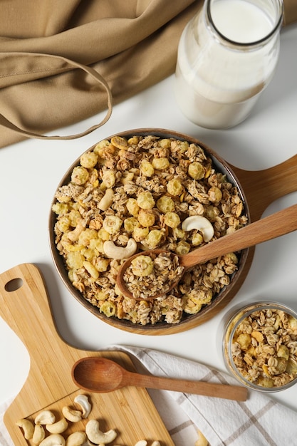 Foto de comida crua para muesli de café da manhã