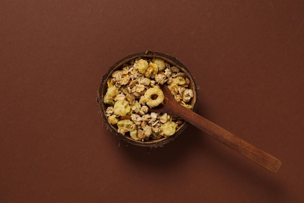 Foto de comida crua para muesli de café da manhã