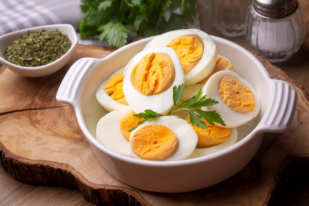 Foto foto de comida de ovo cozido em fatias