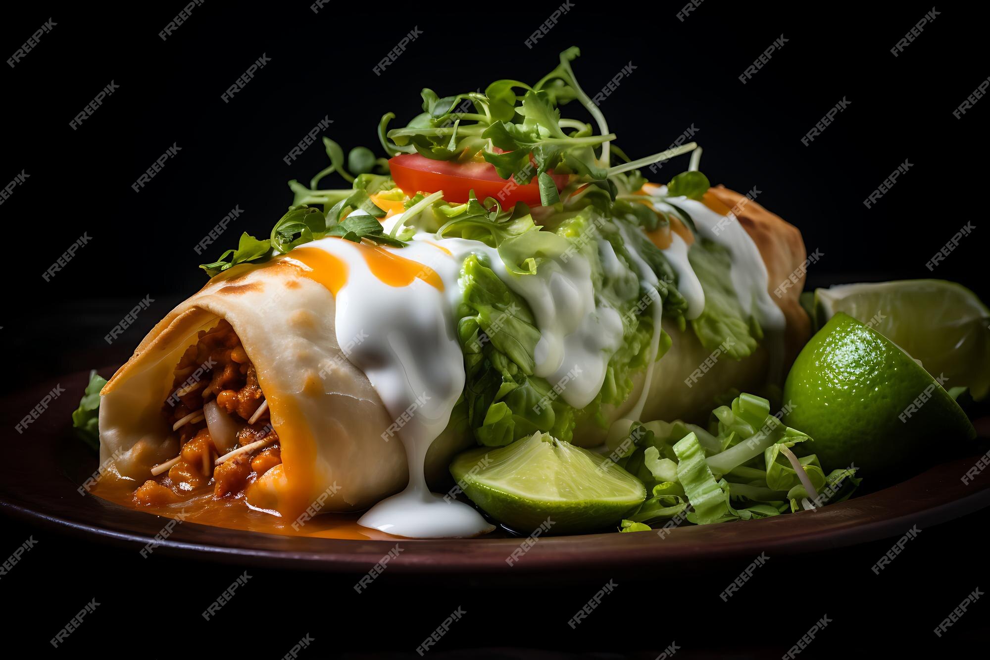 Foto de chimichangas em um prato de comida mexicana