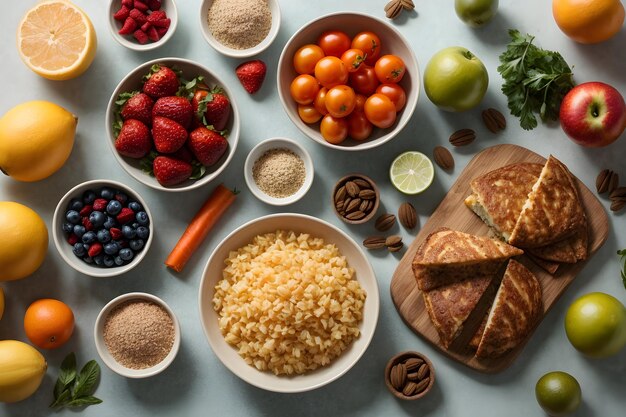 Foto foto de comida saudável tirada de uma foto aérea